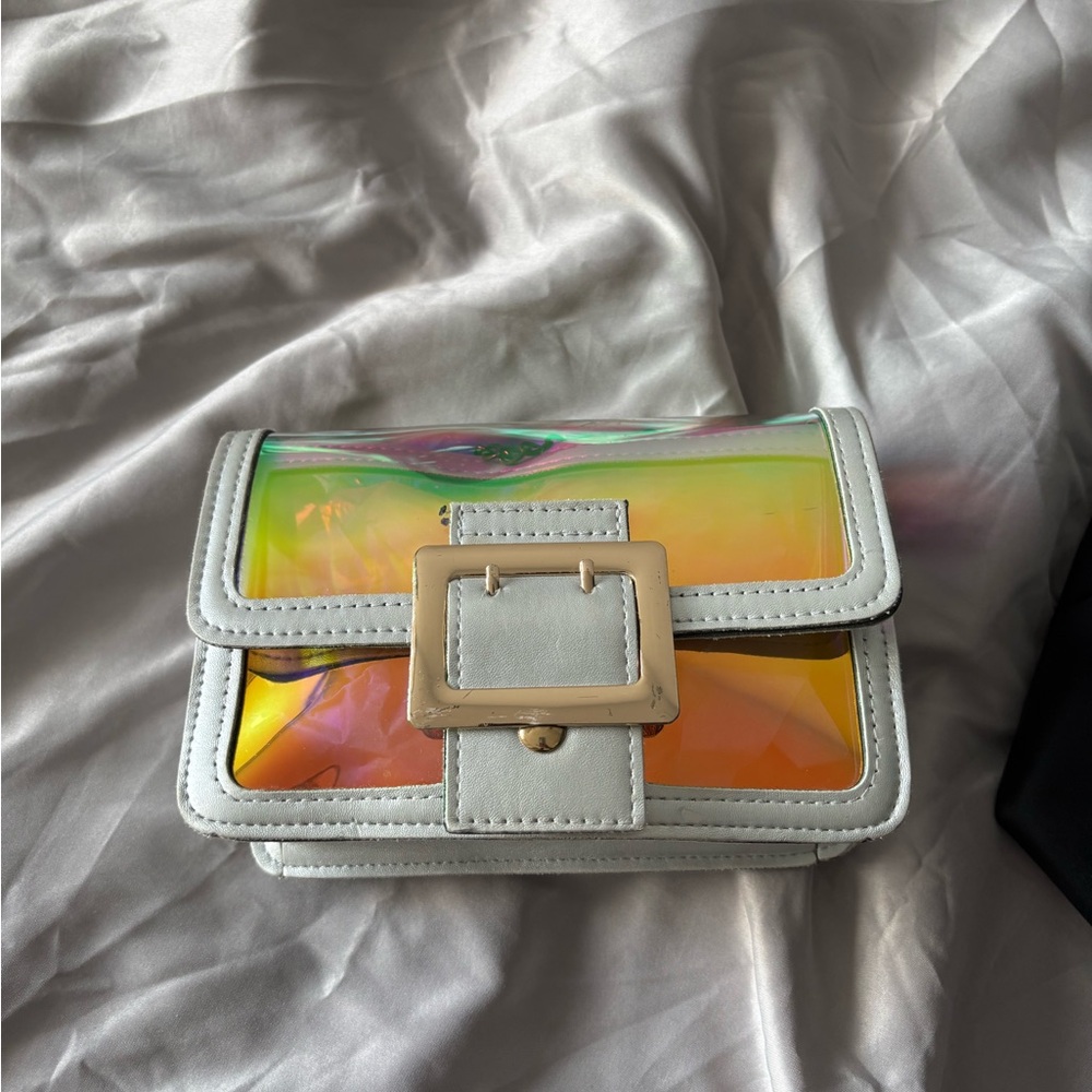Holographic sliver Clutch Bag